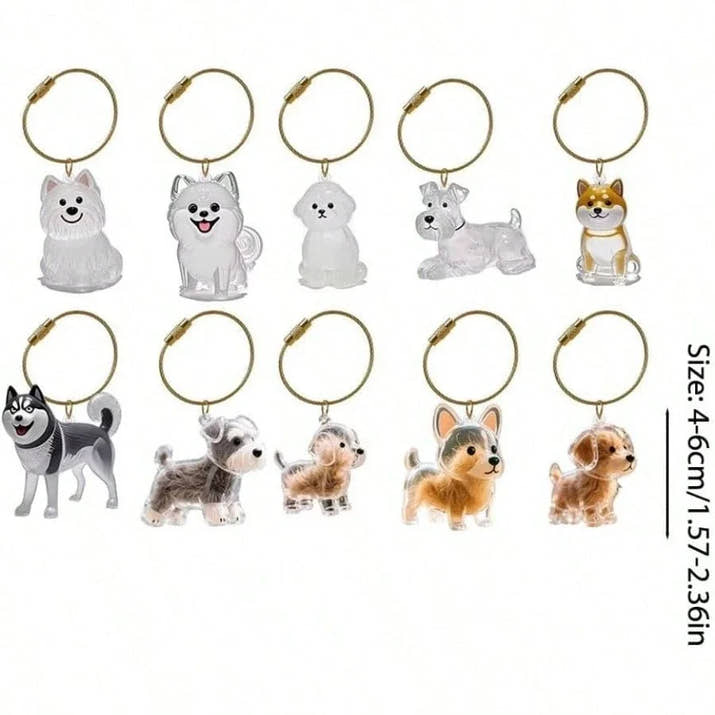 Transparenter Aufbewahrungsbehälter für Hundehaare, bezaubernder Haustier-Andenken-Kapsel-Anhänger mit Schlüsselring für Haustierliebhaber, DIY-Gedenkschlüsselanhänger