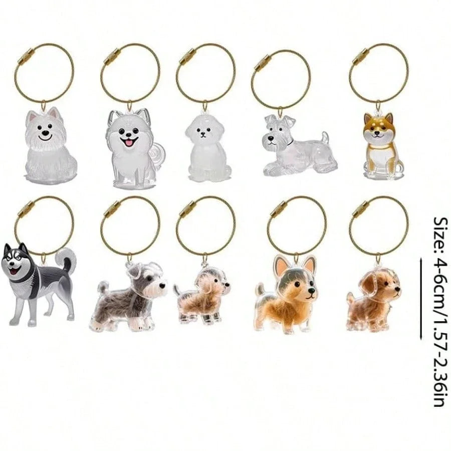 Transparenter Aufbewahrungsbehälter für Hundehaare, bezaubernder Haustier-Andenken-Kapsel-Anhänger mit Schlüsselring für Haustierliebhaber, DIY-Gedenkschlüsselanhänger
