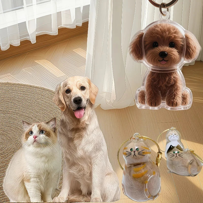 Transparenter Aufbewahrungsbehälter für Hundehaare, bezaubernder Haustier-Andenken-Kapsel-Anhänger mit Schlüsselring für Haustierliebhaber, DIY-Gedenkschlüsselanhänger